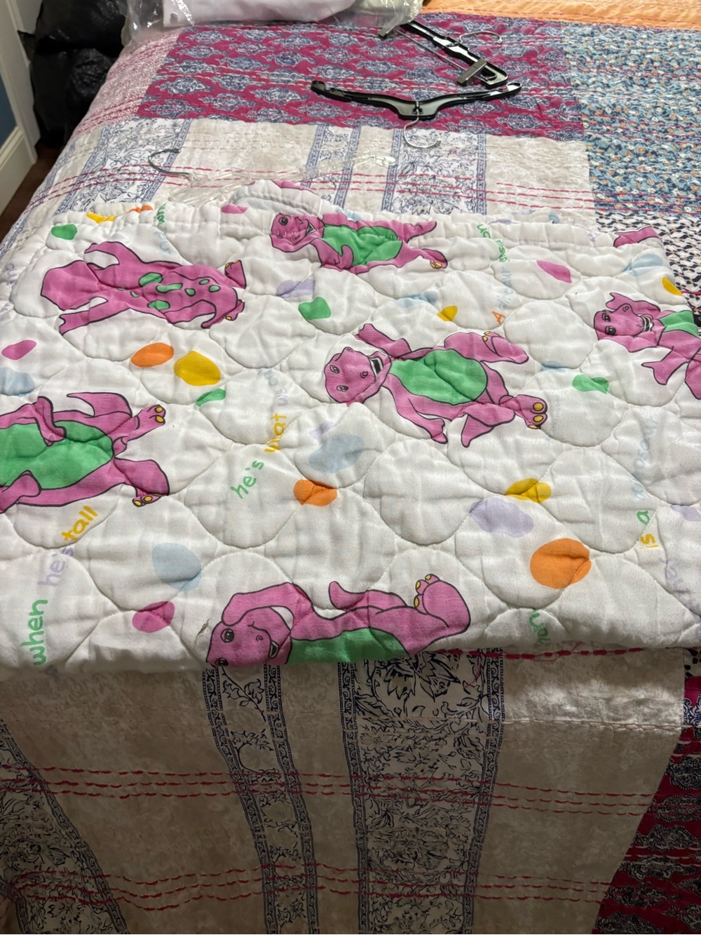 Vintage Barney Bundle, Quilt and Beach Towl .